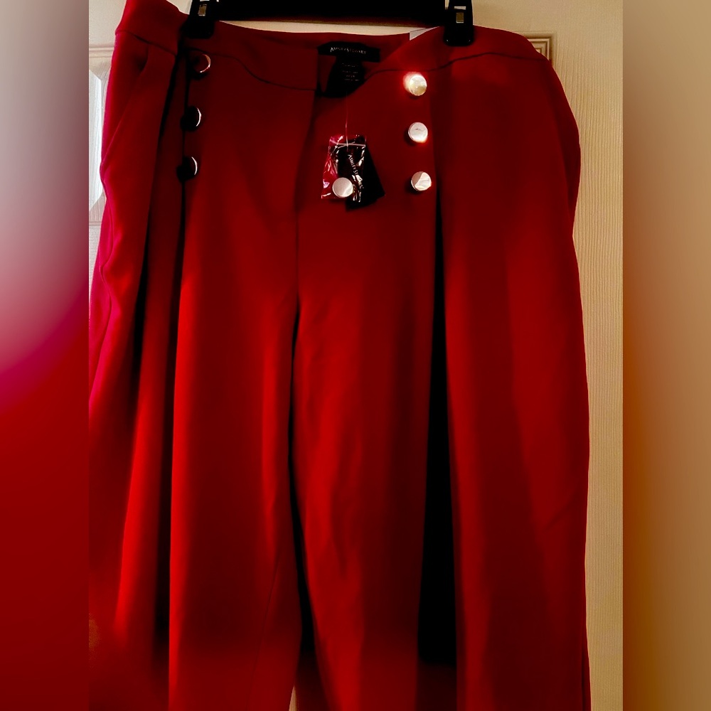 Bright Red Wide leg ankle pants